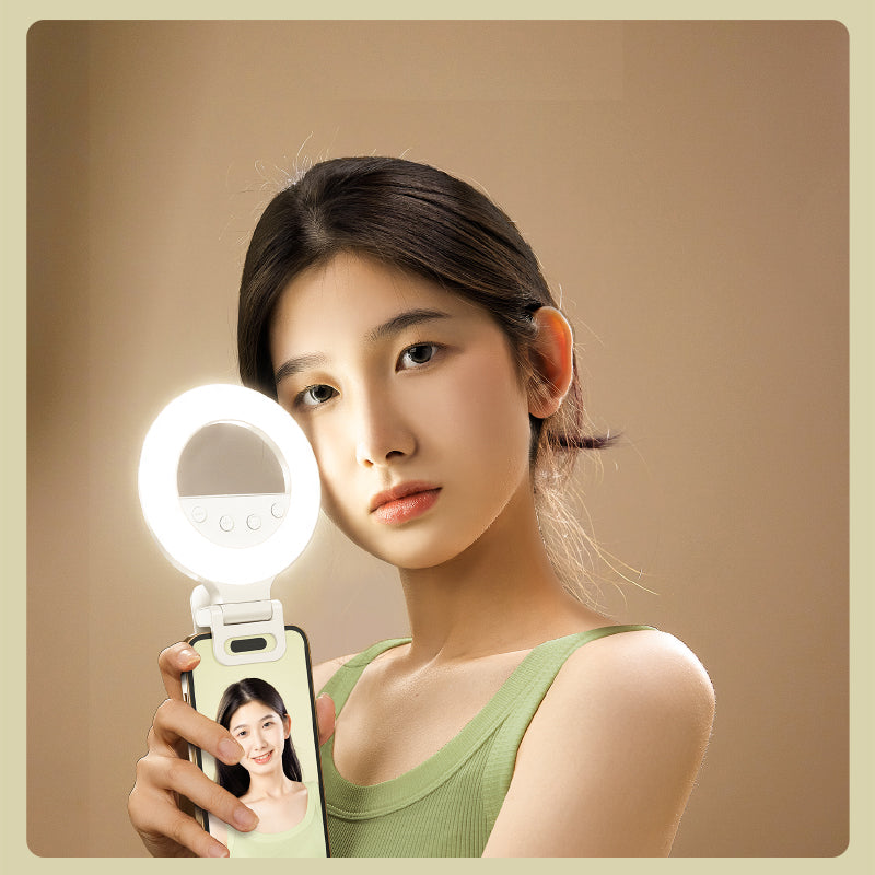 K5 Pro LED Rechargeable Selfie 5 Lighting Mode Phone Ring