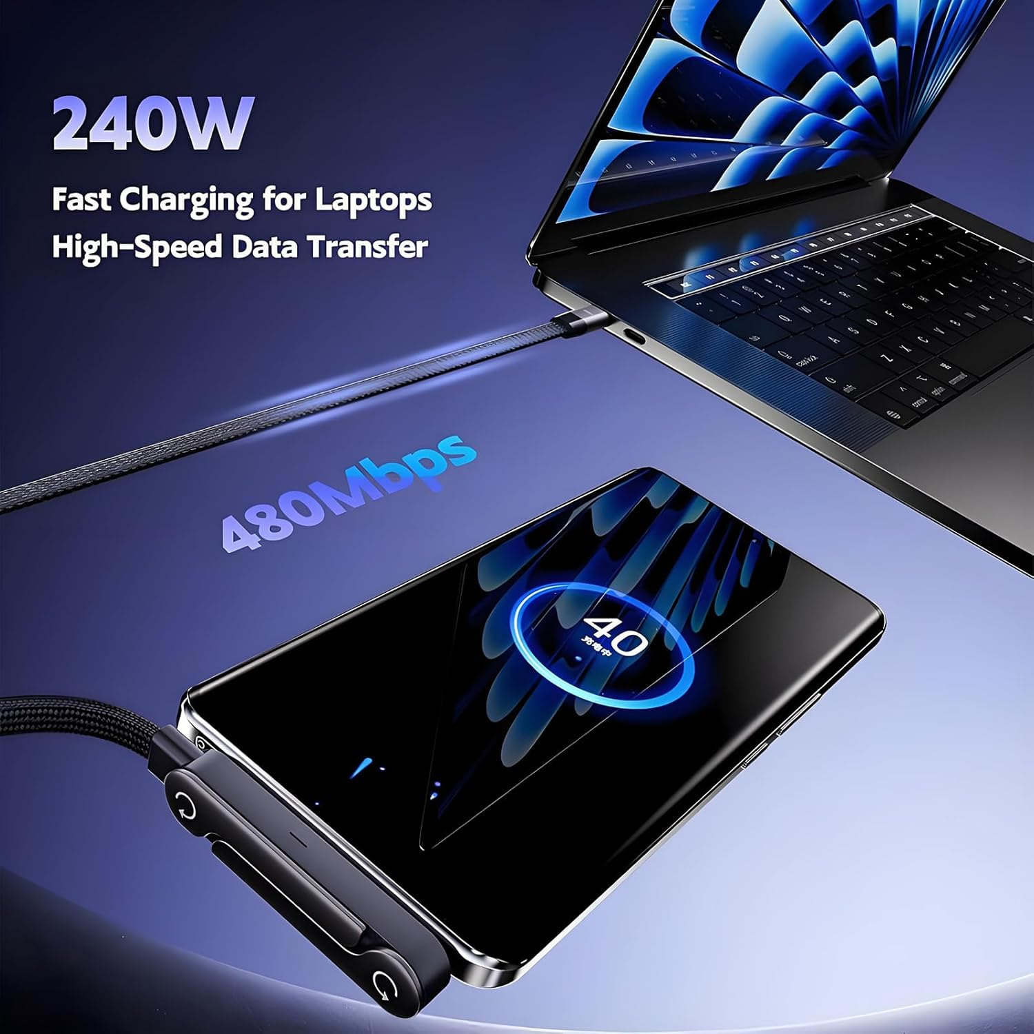 Foldable Charging Cable 2-in-1