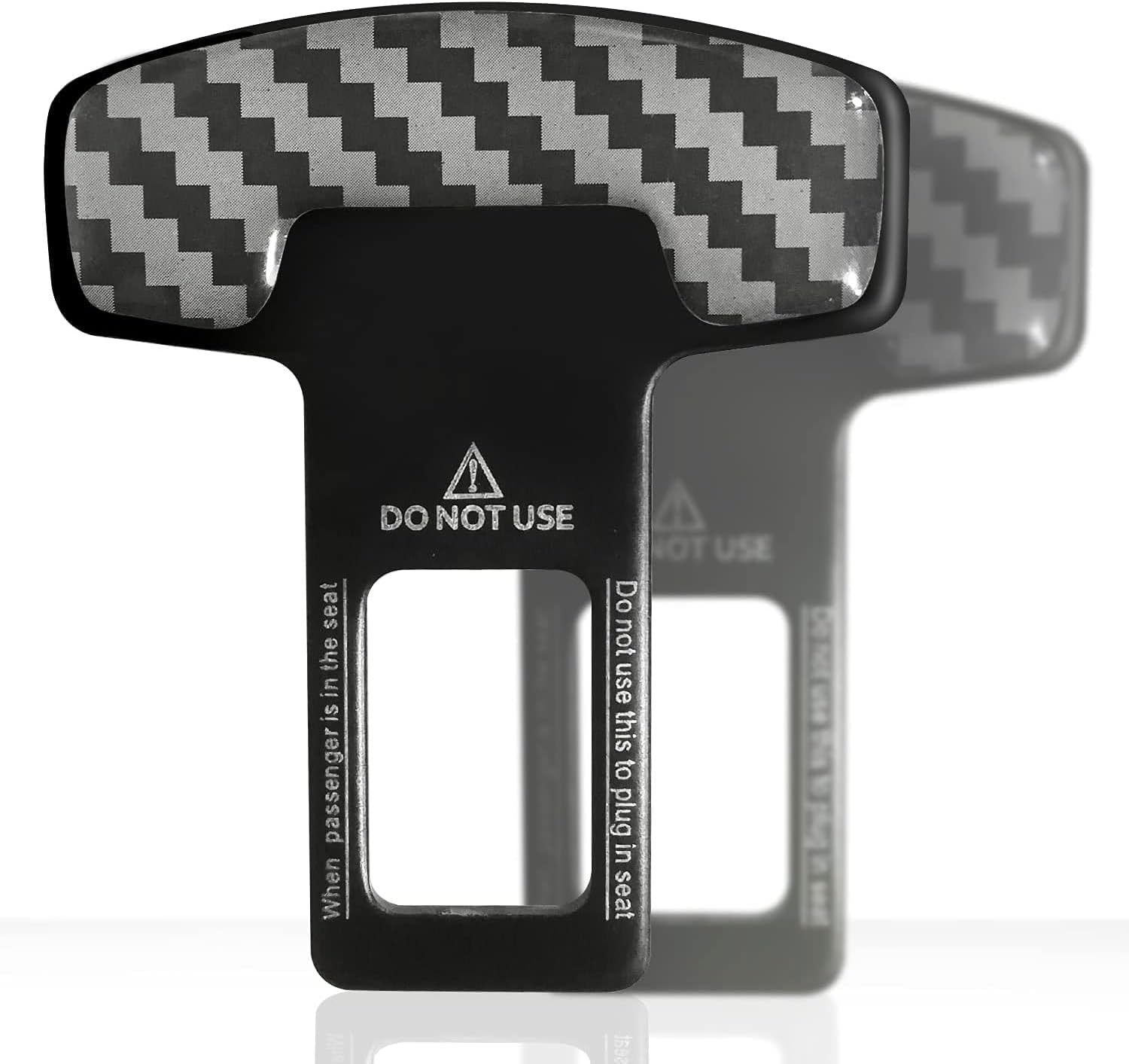 Car Safety Seat Belt Buckle Alarm Stopper Silencer Carbon Fiber (2 Pcs)