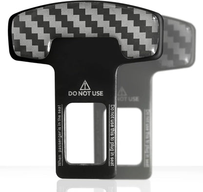 Car Safety Seat Belt Buckle Alarm Stopper Silencer Carbon Fiber (2 Pcs)